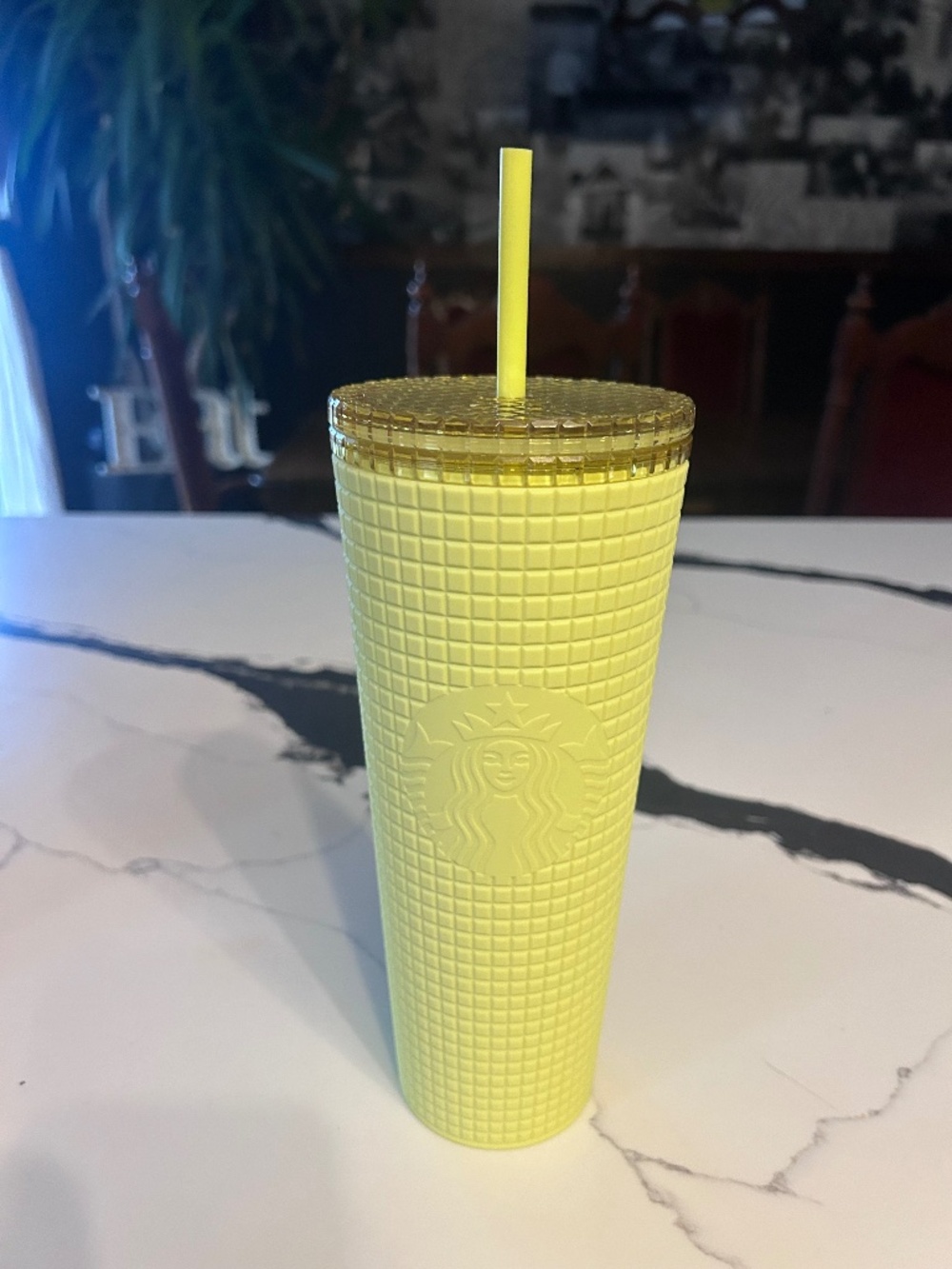 Starbucks 2023 Meadow Yellow Matte Soft-touch Grid Tumbler Venti 24oz